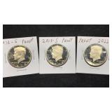 1978-S, 2019-S, 2022-S Proof Kennedy Half Dollars