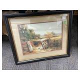 Framed Lithograph of Rural Farm Scene