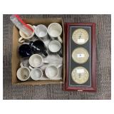 Ceramic Mugs and Wooden Weather Station