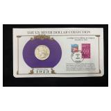 1923 Silver Peace Dollar w/ Stamps & Facts for