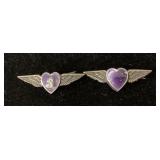 Sterling Silver Pins with Purple Heart Design