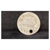 World War 1 Dog Tag, James G Thomson, PVT US