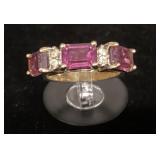 18KT Gold Ring with Amethyst and Accent Stones