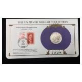 1928-S Silver Peace Dollar w/ Stamps & Facts for