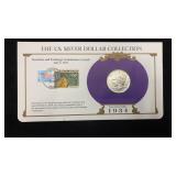 1934 Silver Peace Dollar w/ Stamps & Facts for