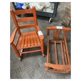 Childï¿½s Wooden Chair and Doll Cradle Set