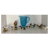 Porcelain Figures and Glass Pitcher