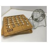 Vintage Bingo Game Set with Rotary Cage