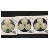 (9) Silver Barber Dimes, see dates on 2x2ï¿½s