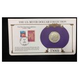 1889-O Silver Morgan Dollar w/ Stamps & Facts for