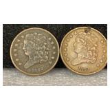 (2) 1832 Half Cents