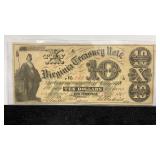 Currency 1861 $10 Virginia Treasury Note