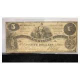 Currency 1861 $5 Confederate States of America