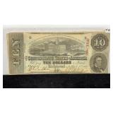 Currency 1863 $10 Confederate States of America