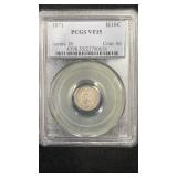 1871 PCGS VF35 Silver Seated Liberty Half Dime