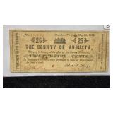 Currency 1862 25 Cents County of Augusta Note,