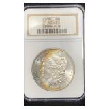 1887 NGC MS63 Silver Morgan Dollar obverse toning