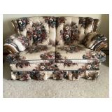 Floral Upholstered Sofa and Chair Set with Wood Ac