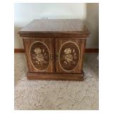 Wooden Cabinet with Floral Panel Doors