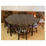 Wood Dining Set with Table and Six Chairs