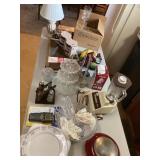 Household Items Including Blender and Glassware