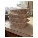 5 pc, 1 lid Stacked Set of Corning Ware Casserole