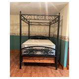Black Metal Canopy Bed Frame With Decorative Headb