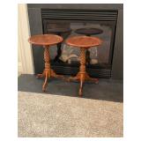 22ï¿½ Oak Pedestal Side Tables