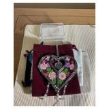Heart-Shaped with Floral Inlay and Gold Chains