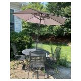 7 Pc.Metal Patio Set w Umbrella 4 Chairs