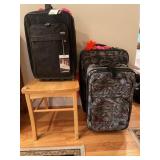 Three Suitcases with Wooden Chair
