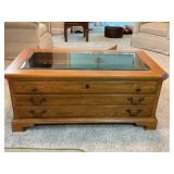 Wooden Coffee Table With Glass Display Top