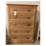 Five-Drawer Wooden Chest With Brass Hardware