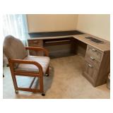 L-Shaped Desk with Rolling Armchair