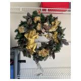 Decorative Holiday Wreath With Gold Cherub Accents