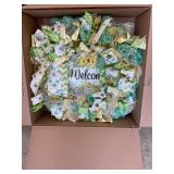 Decorative Spring-Themed Mesh Wreath