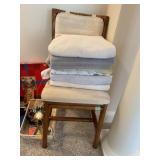 Rattan-Style Chair with Upholstered Seat