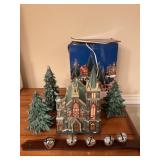 Porcelain Christmas Church & Sleigh Bell Strap