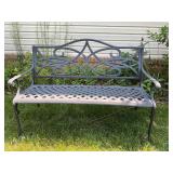 Metal Garden Bench with Decorative Backrest