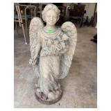 28ï¿½Cast Stone Angel Statue with Wing and Floral D