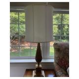 Brass Table Lamp with White Shade and Marble Base