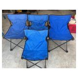 Three Blue Folding Camping Chairs