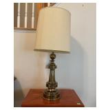 Stiffel Brass Table Lamp With Drum Shade