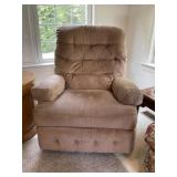Beige Upholstered Recliner With Matching Tufting
