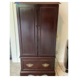 Mahogany Jewelry Armoire with Green Felt Lining