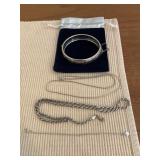 Sterling Silver Jewelry Lot With Bangle and Chains
