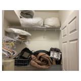 Closet Lot With Bags, Bedding, And Clothing