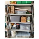 Plastic Shelving Unit with Contents