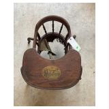 Antique Child's Wooden High Chair with Artwork