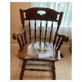 Buck-Aneer Colonial Wooden Armchair with Brass Hoo